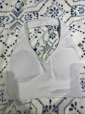 Halter Sports Bra in White